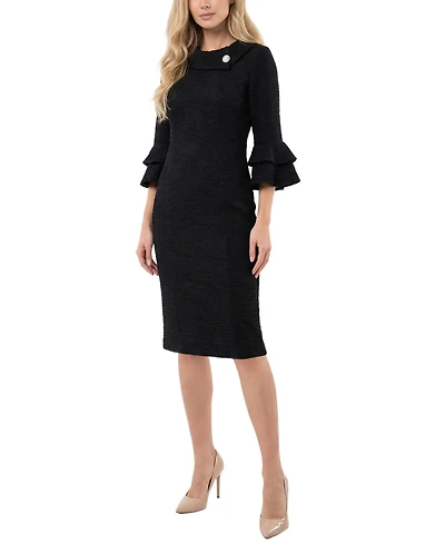 Ny Collection Petite 3/4 Sleeve Shawl Collar Dress