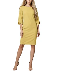 Ny Collection Petite 3/4 Mother of Pearl-Detail Petal Sleeve Dress