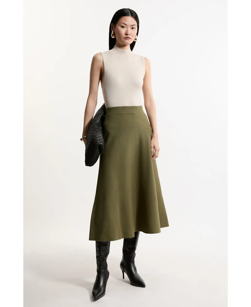 Karen Millen Women's Milano Knit Full Midi Skirt