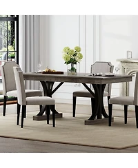 gaomon 71" Wooden Kitchen Table with Two Drawers, Large Dining Table for 6-8 Large Tabletop and Sturdy Frame, Rectangular Dining Table