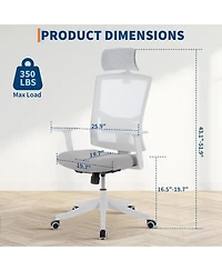 gaomon Ergonomic Desk Chair Reclining,High Back Mesh Office Chair,Full Ergonomic Support,Space-Saving Flip-Up Arms,Adjustable Headrest