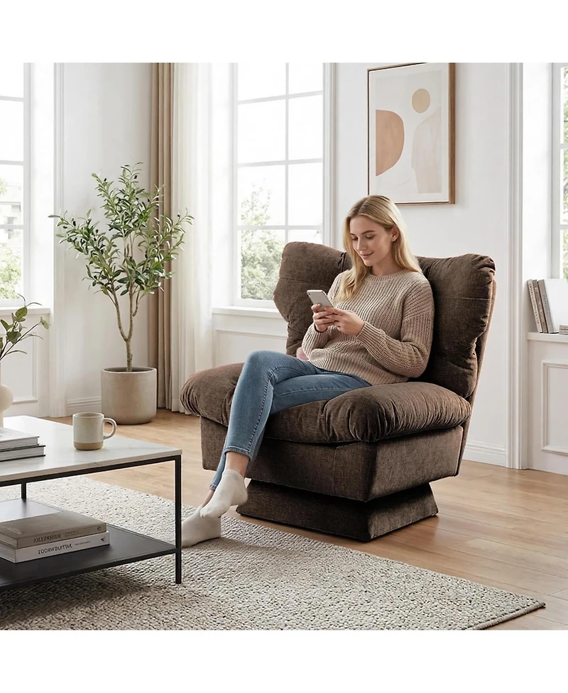 gaomon Chenille Swivel Accent Chair,360 Comfy Modern Sofa Chair with Oversize Base, Cozy Cotton Filling,300Lb Max Load Accent Chair