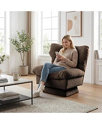 gaomon Chenille Swivel Accent Chair,360 Comfy Modern Sofa Chair with Oversize Base, Cozy Cotton Filling,300Lb Max Load Accent Chair