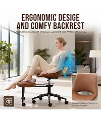 gaomon Ergonomic Cross Legged Office Chair with High Lumbar Support, Adjustable Height Kneeling Desk Chairs for Meditation,Adhd,Yoga
