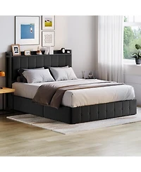 gaomon Upholstered Bed Frame with Lift-Up Storage, Platform Design with Metal Support