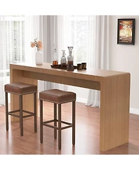 Gymax 4PCS 29.5'' Bar Stool Set Counter Height Saddle Stools w/ Rubber Wood Frame