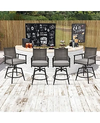 Gymax Patio Swivel Bar Stools Set of 4 Outdoor Counter Height Bar Chairs w/ Pe Rattan