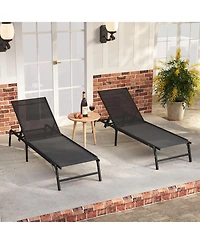 Slickblue Chaise Lounge Chair Set of 2 Foldable Patio Lounge Chairs