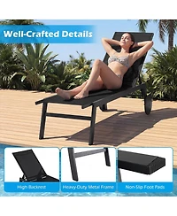 Slickblue Patio Chaise Lounge Chair with Wheels and 6-Level Adjustable Backrest Set of 2