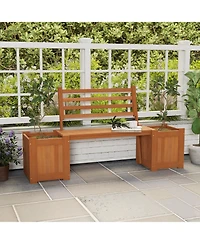 Gouun Hardwood Planter Box with Bench and Backrest, Garden Seating Set