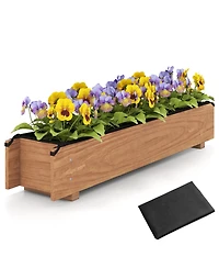 Gouun Pine Wood Window Planter Box with Drainage Holes, Garden Bed