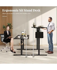 Gouun Electric Standing Desk with 3 Memory Heights and 2 Hanging Hooks and Cable Holes