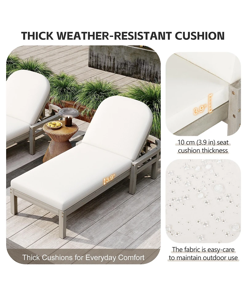 Rainsken Patio Acacia Wood Reclining Chaise Lounge