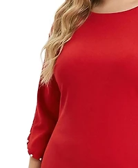 Ny Collection Plus Size 3/4-Petal-Sleeve Dress