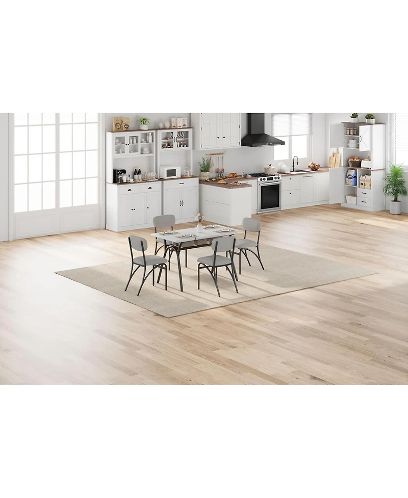gaomon 4-Person Modern Dining Set with Storage Table and Boucle Chairs, for Small Spaces