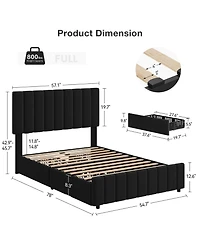 Homfan Bed Frame with 4 Storage Drawers, Adjustable Height Headboard