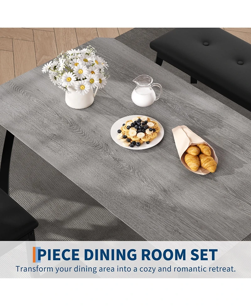 gaomon 4-Person Modern Metal and Wood Space-Saving Dining Set