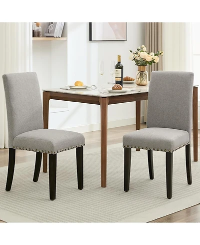 gaomon Upholstered Dining Chairs Set of 2 with Nailhead Trim, Padded Seat and Solid Wood Legs