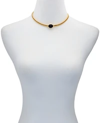 Guess Black Cat Eye Gold-Tone Collar Necklace