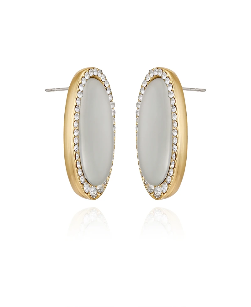 Guess Gold-Tone Pink Cat Eye Large Stud Earrings