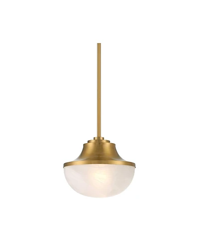 Possini Euro Design Zachary Warm Gold Mini Pendant Light Wide Modern White Glass Fixture for Dining Room House Kitchen Island