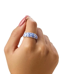 Ana Luisa Wrenley Marble Blue Gold-Plated Enamel Ring