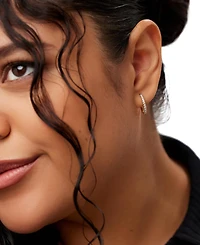 Ana Luisa Gold-Plated Pave Medium Huggie Hoop Earrings