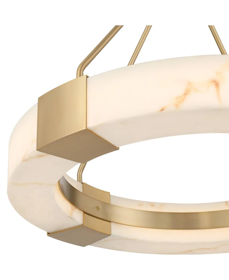 Possini Euro Design Vana Gold and Faux Alabaster Led Ring Chandelier