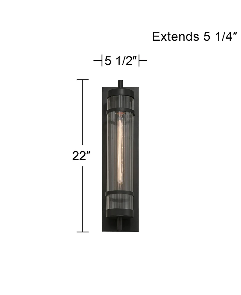 Possini Euro Design Andar High Fluted Glass Outdoor Wall Light
