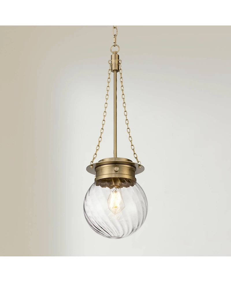 Possini Euro Design Catherine Satin Brass Twist Glass Mini Pendant Light