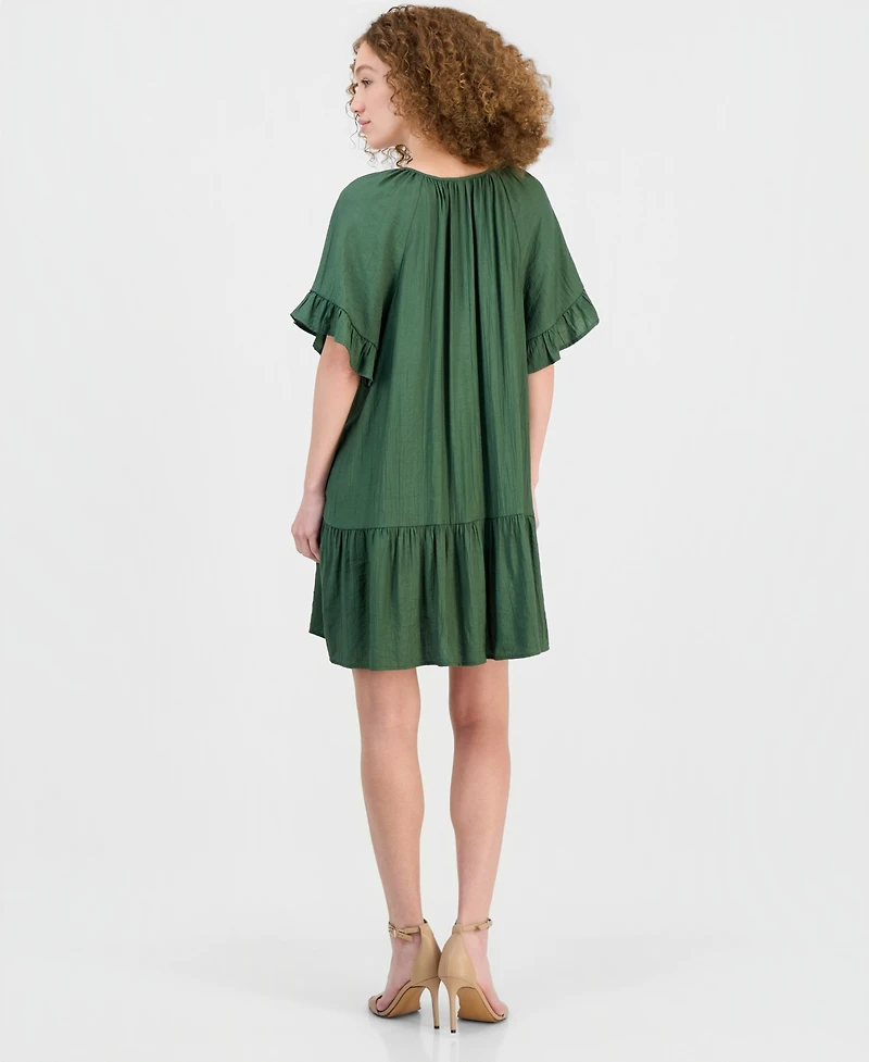 Robbie Bee Women's Tie-Neck Ruffled Tiered Dress