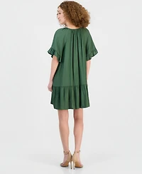 Robbie Bee Women's Tie-Neck Ruffled Tiered Dress