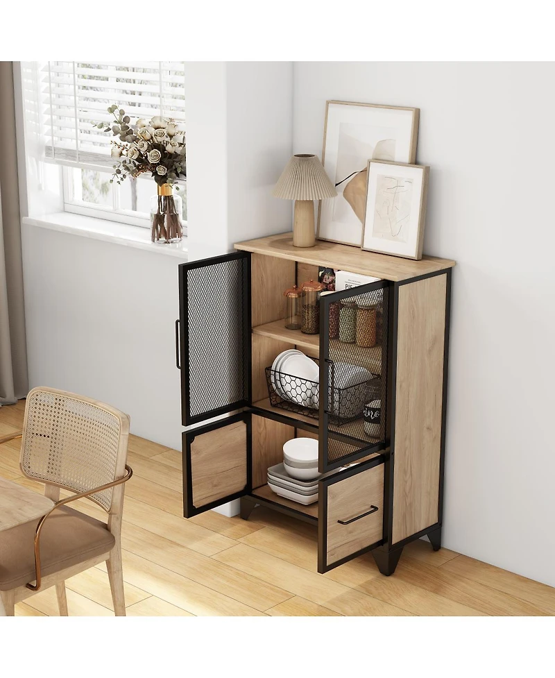 Streamdale Furniture Metal Storage Cabinet with 4 Doors and Shelf