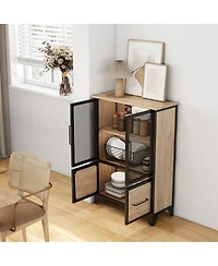 Streamdale Furniture Metal Storage Cabinet with 4 Doors and Shelf