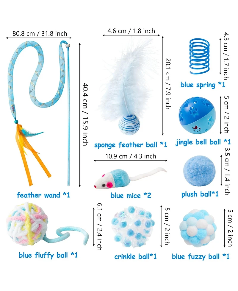 Aronkl Interactive Cat Toys Set Foldable Tunnel Teaser Wand Springs Mice Crinkle Balls Bell Puzzle for Indoor Cats Gift