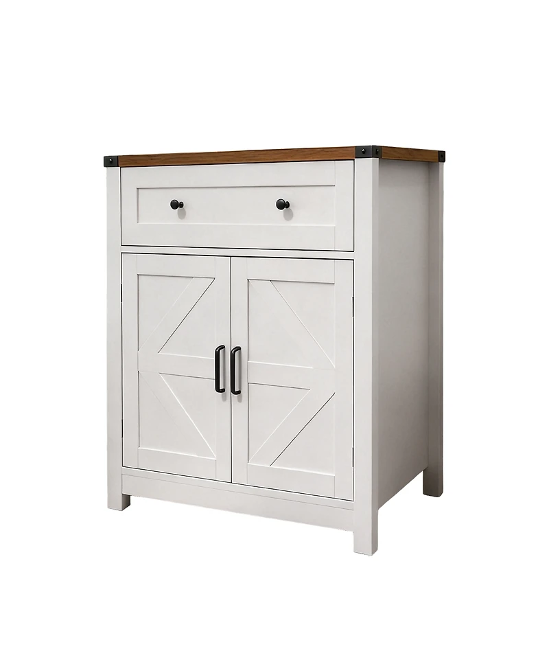 Streamdale Furniture Farmhouse Barn-Door Storage Cabinet/Coffee Bar Buffet