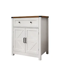 Streamdale Furniture Farmhouse Barn-Door Storage Cabinet/Coffee Bar Buffet