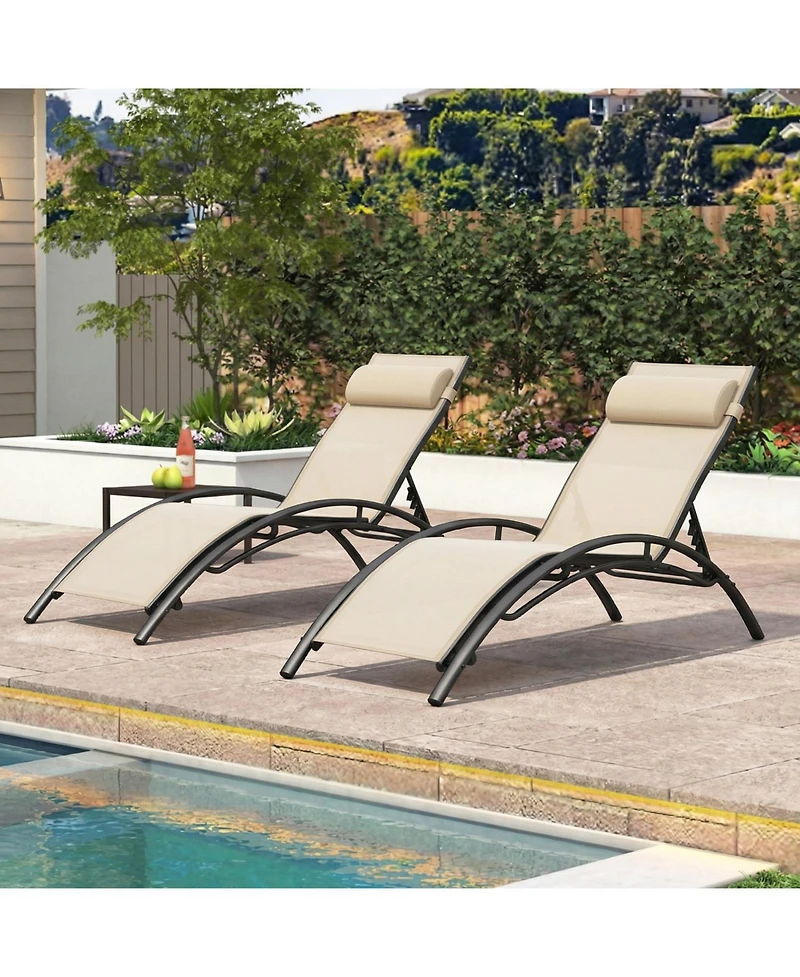 Slickblue Patio Chaise Lounges Set of 2 Outdoor Recliner with 5-Position