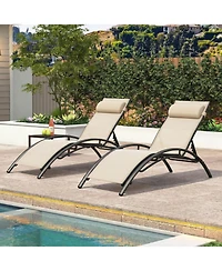 Slickblue Patio Chaise Lounges Set of 2 Outdoor Recliner with 5-Position