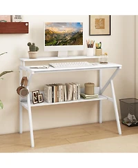 Gouun Space-Saving Computer Desk with Monitor Stand