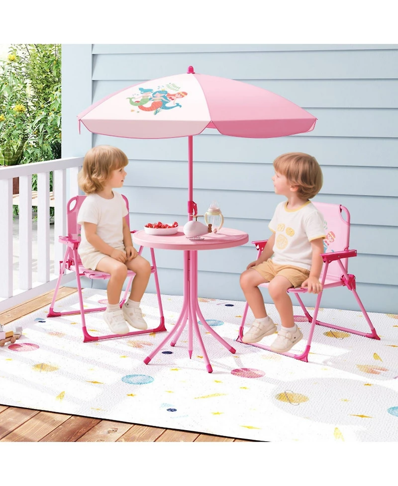 Gouun Kids 4-Piece Folding Picnic Table Set with Adjustable Umbrella