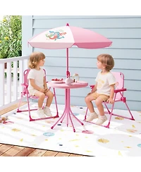 Gouun Kids 4-Piece Folding Picnic Table Set with Adjustable Umbrella
