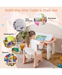 Gouun Kids Table and Rabbit Chair Set with Magnetic Drawing Boards