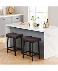 gaomon Upholstered Backless Saddle Bar Stools Set of 2, Counter Height