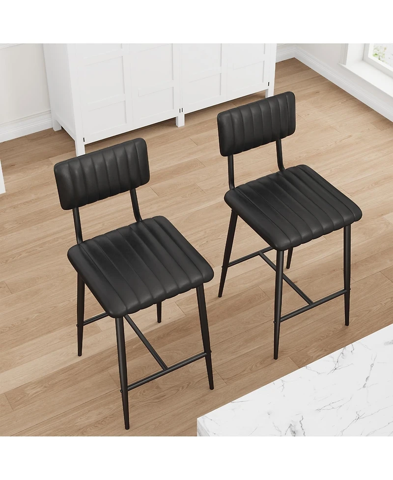 gaomon Set of 2 400LBS Heavy-Duty Counter Height Pu Leather Stools