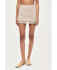 Nocturne Women's High-Waisted Lace Mini Skirt