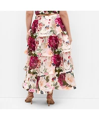 City Chic Women's Bianka Bloom Print Tiered Skirt