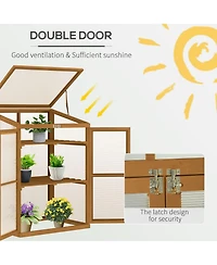 Outsunny Fir Wood Garden Planter house w/ Panels, Shelves,
