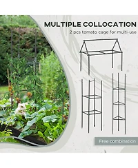 Outsunny Raised Garden Bed, Galvanized Elevated Planter Box with 2 Customizable Trellis Tomato Cages, Reinforced Rods, Elevated & Metal for Climbing V