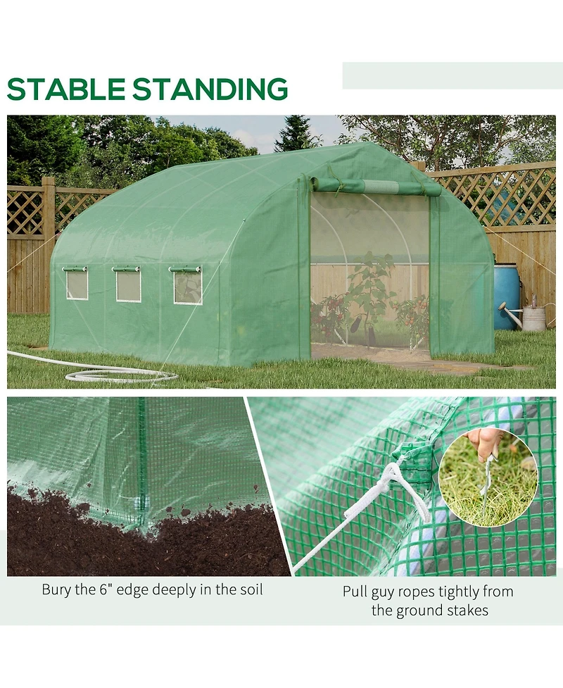 Outsunny Tunnel house w/ Mesh Door & Roll-up Sidewalls Hot House